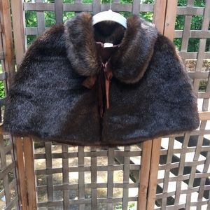 Fur Ribbon Tie Cape